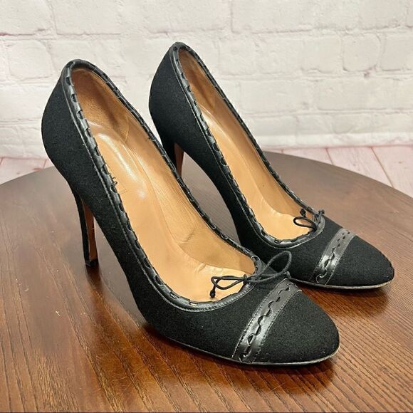 ALAIA PARIS leather trim and wool almond toe stiletto pumps 38.5 EUC - Picture 1 of 10